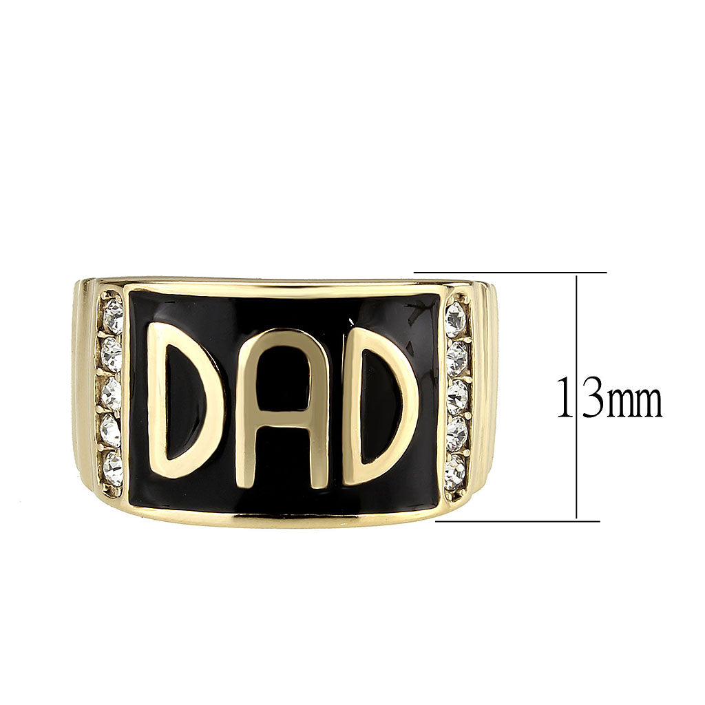 TK3760 - IP Gold(Ion Plating) Stainless Steel Ring with Top Grade Crystal in Clear-1