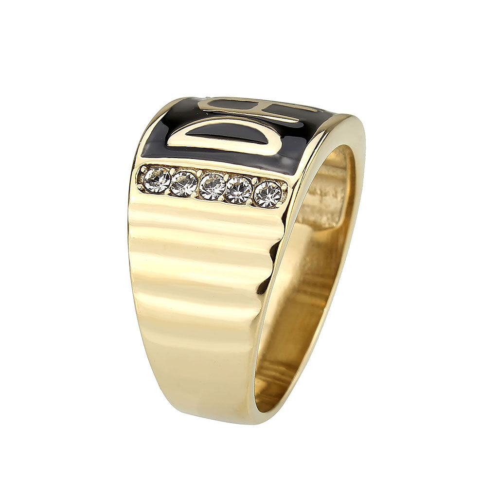 TK3760 - IP Gold(Ion Plating) Stainless Steel Ring with Top Grade Crystal in Clear-3