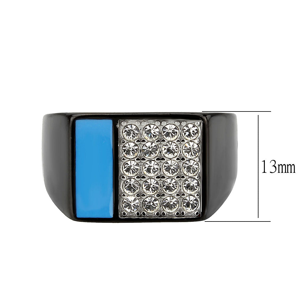 TK3765 - Two Tone IP Black (Ion Plating) Stainless Steel Ring with Top Grade Crystal in Clear-1