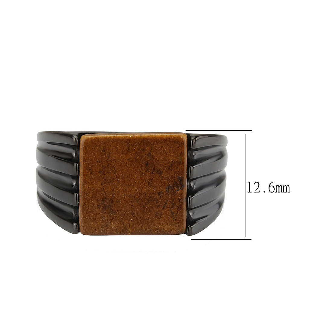 TK3766 - IP Black (Ion Plating) Stainless Steel Ring with Semi-Precious in Topaz-1