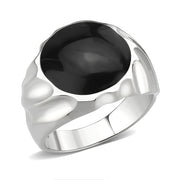 TK3768 - High polished (no plating) Stainless Steel Ring with Epoxy in Jet-0