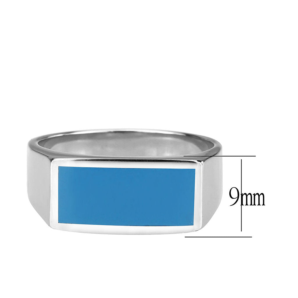 TK3770 - High polished (no plating) Stainless Steel Ring with Epoxy in SeaBlue-1