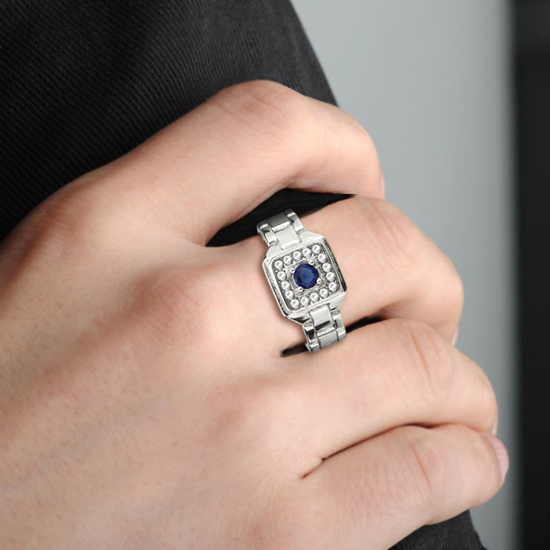 TK3771 - High polished (no plating) Stainless Steel Ring with Synthetic in Montana-4