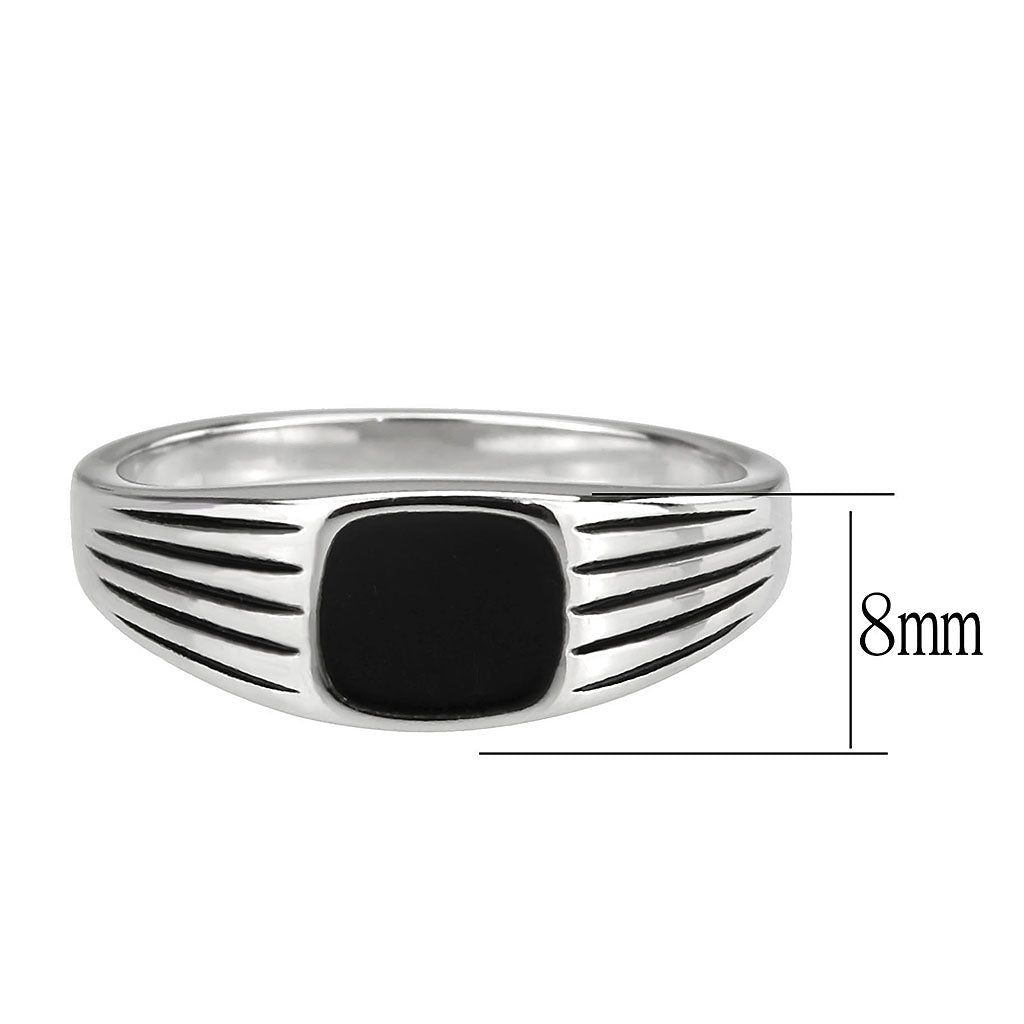 TK3772 - High polished (no plating) Stainless Steel Ring with Epoxy in Jet-1