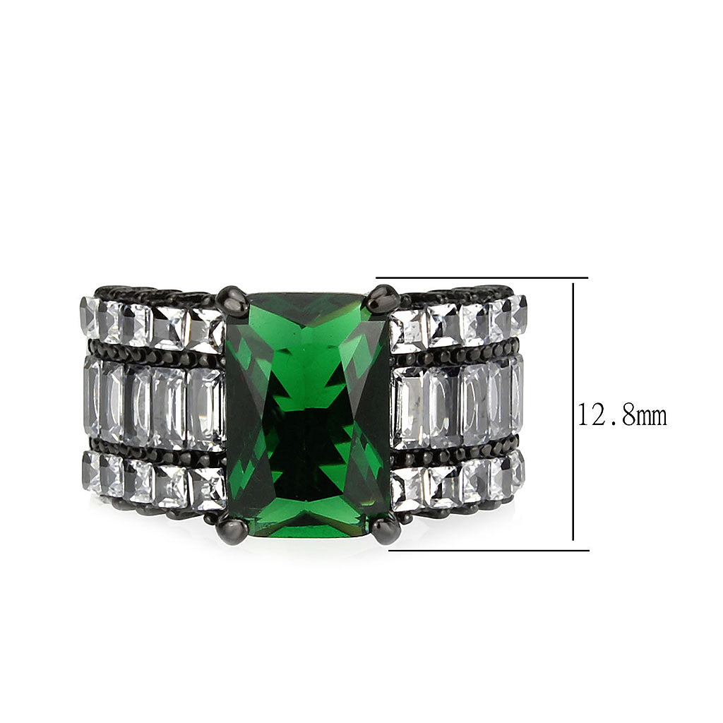 TK3774 - IP Black (Ion Plating) Stainless Steel Ring with Synthetic in Emerald-1