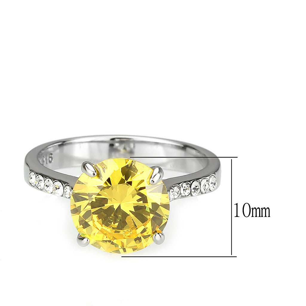 TK3783 - High polished (no plating) Stainless Steel Ring with AAA Grade CZ in Topaz-1