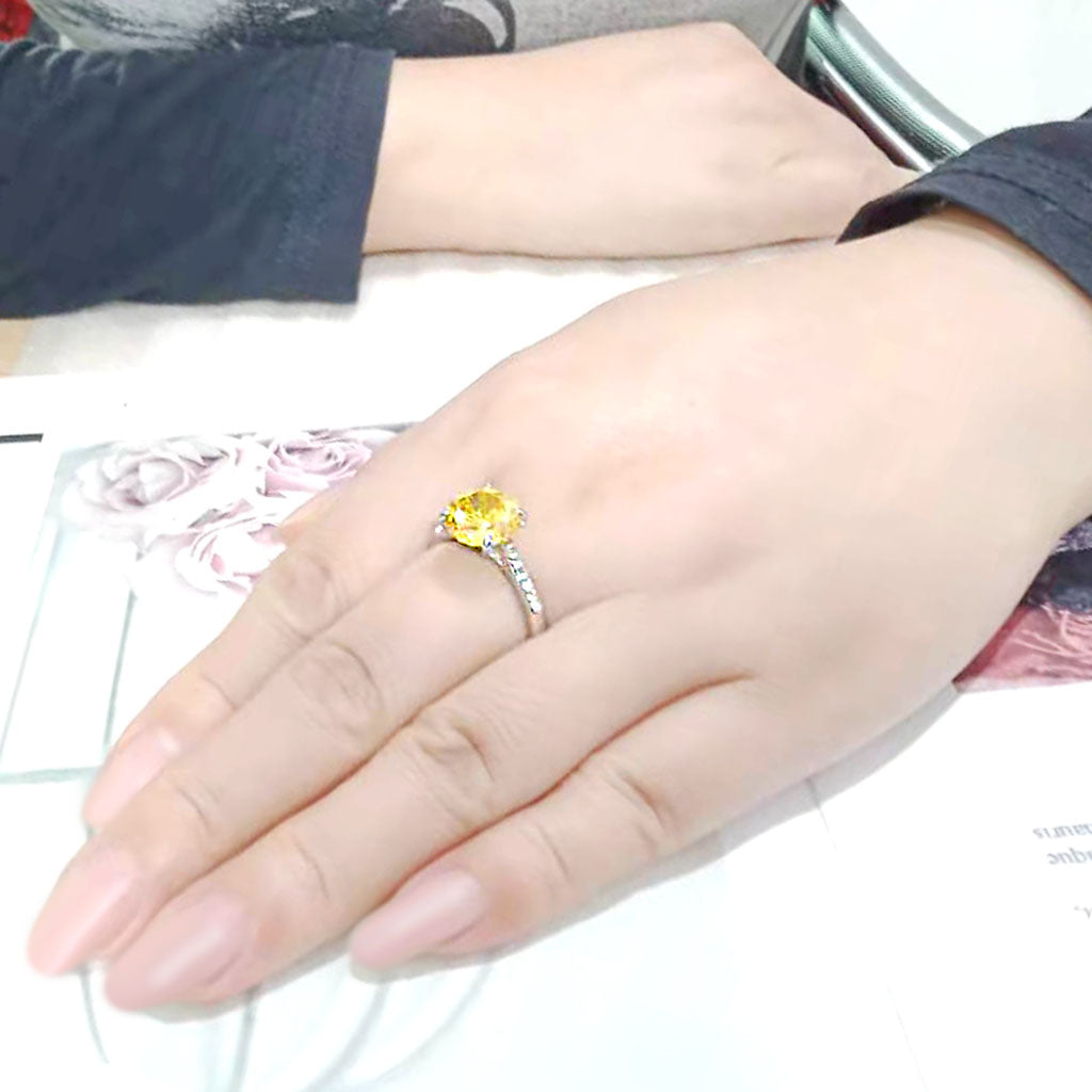 TK3783 - High polished (no plating) Stainless Steel Ring with AAA Grade CZ in Topaz-4