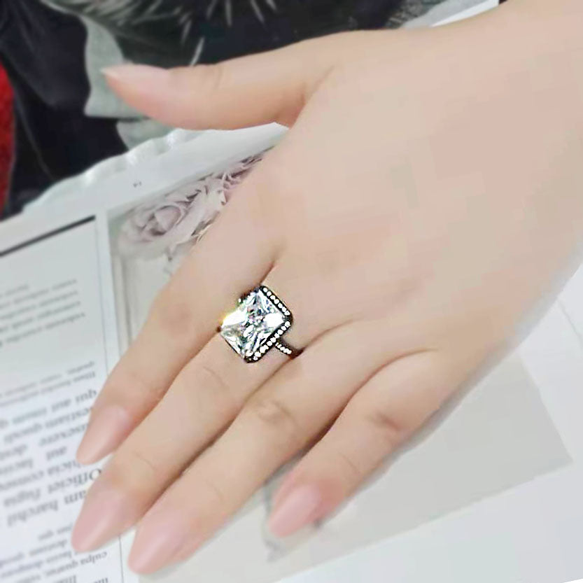 TK3794 - IP Black (Ion Plating) Stainless Steel Ring with AAA Grade CZ in Clear-4