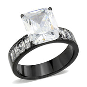 TK3795 - IP Black (Ion Plating) Stainless Steel Ring with AAA Grade CZ in Clear-0