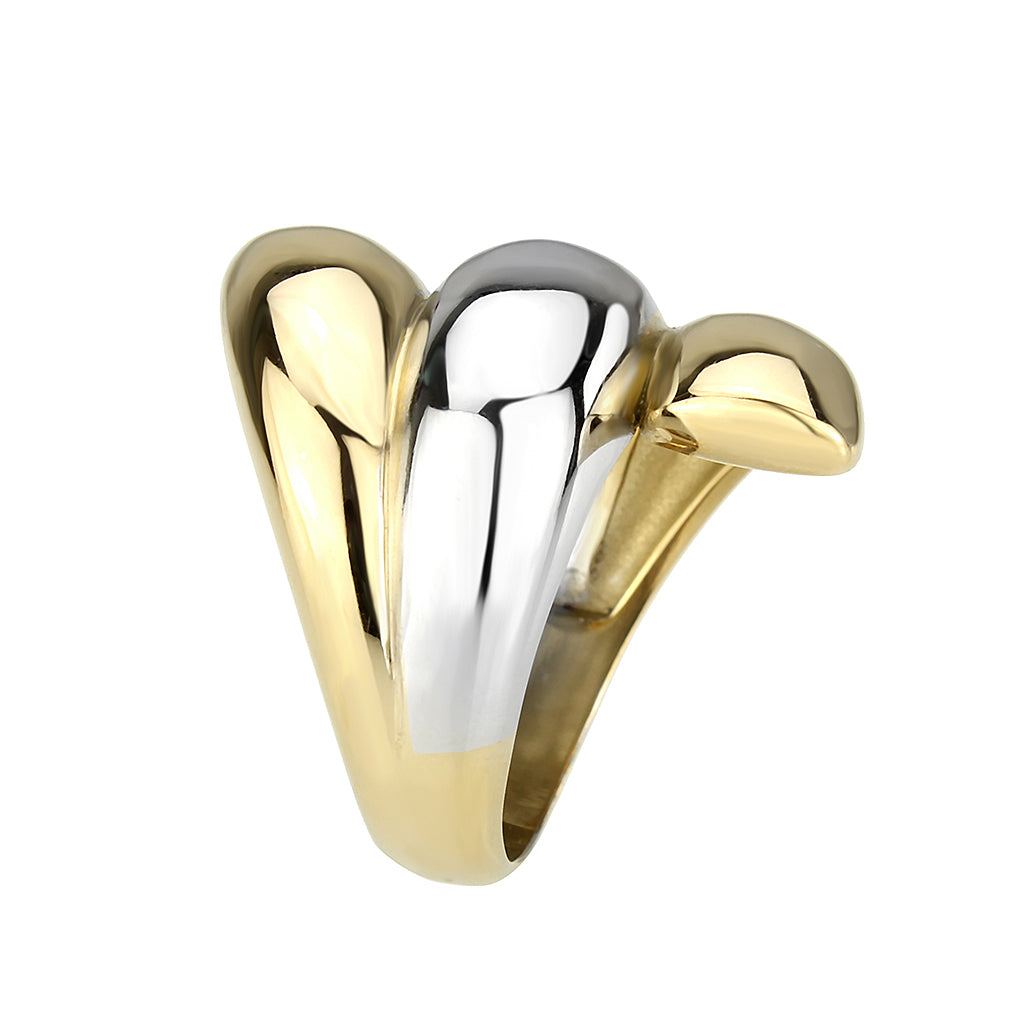 TK3796 - Two Tone IP Gold (Ion Plating) Stainless Steel Ring with NoStone in No Stone-3