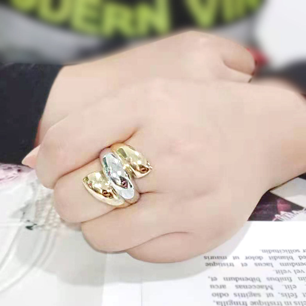 TK3796 - Two Tone IP Gold (Ion Plating) Stainless Steel Ring with NoStone in No Stone-4
