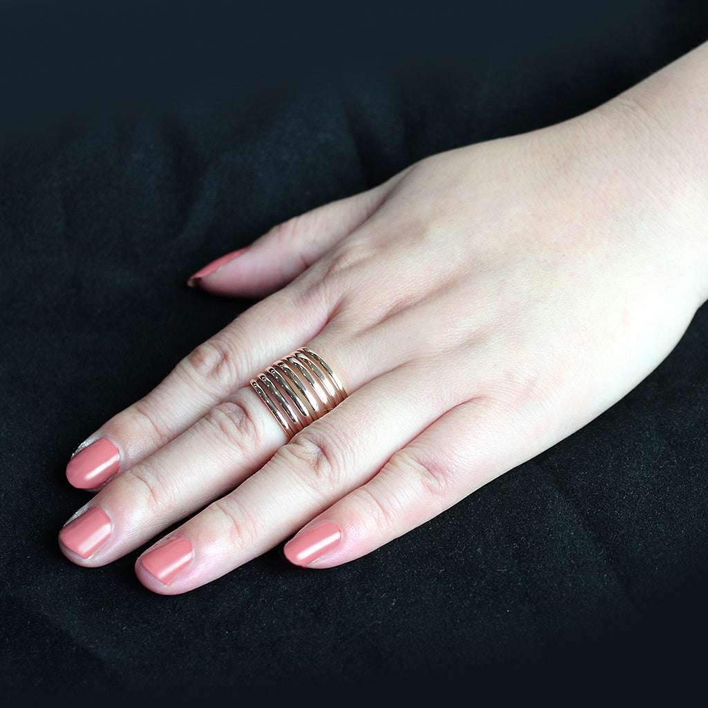 TK3797 - IP Rose Gold(Ion Plating) Stainless Steel Ring with NoStone in No Stone-4