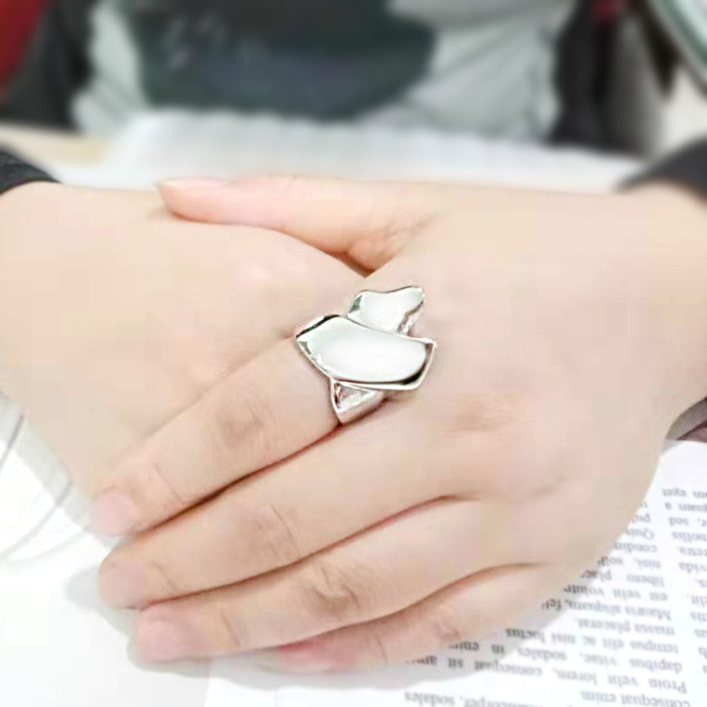 TK3798 - High polished (no plating) Stainless Steel Ring with NoStone in No Stone-4