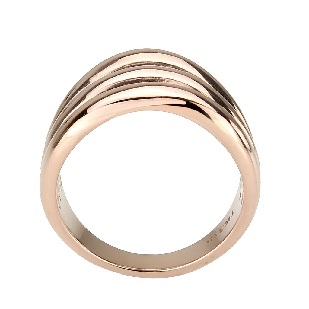 TK3799 - IP Rose Gold(Ion Plating) Stainless Steel Ring with NoStone in No Stone-2