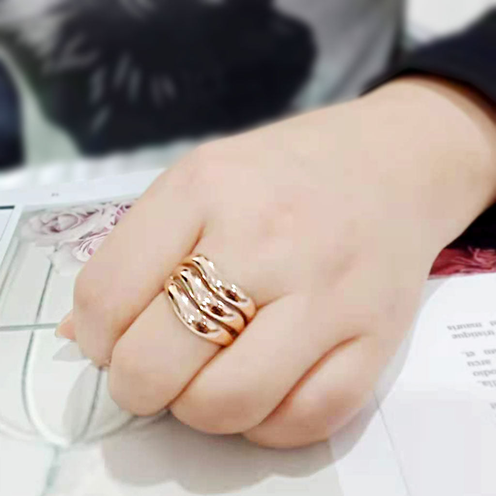 TK3799 - IP Rose Gold(Ion Plating) Stainless Steel Ring with NoStone in No Stone-4