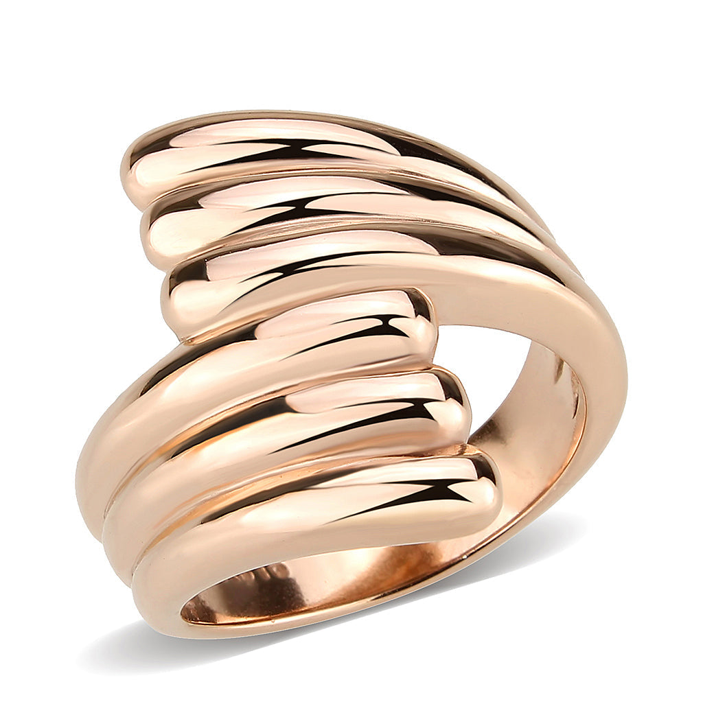 TK3800 - IP Rose Gold(Ion Plating) Stainless Steel Ring with NoStone in No Stone-0