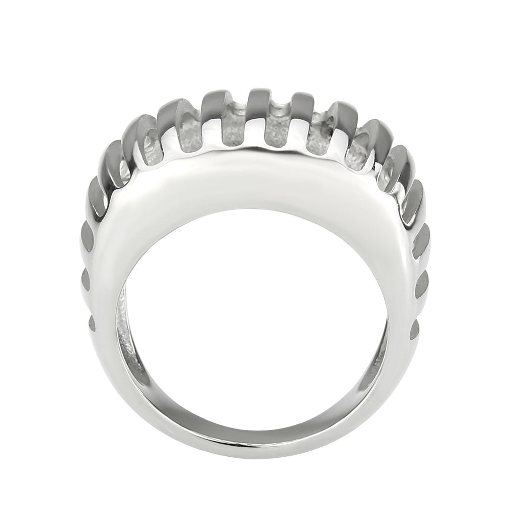 TK3805 - High polished (no plating) Stainless Steel Ring with NoStone in No Stone-2
