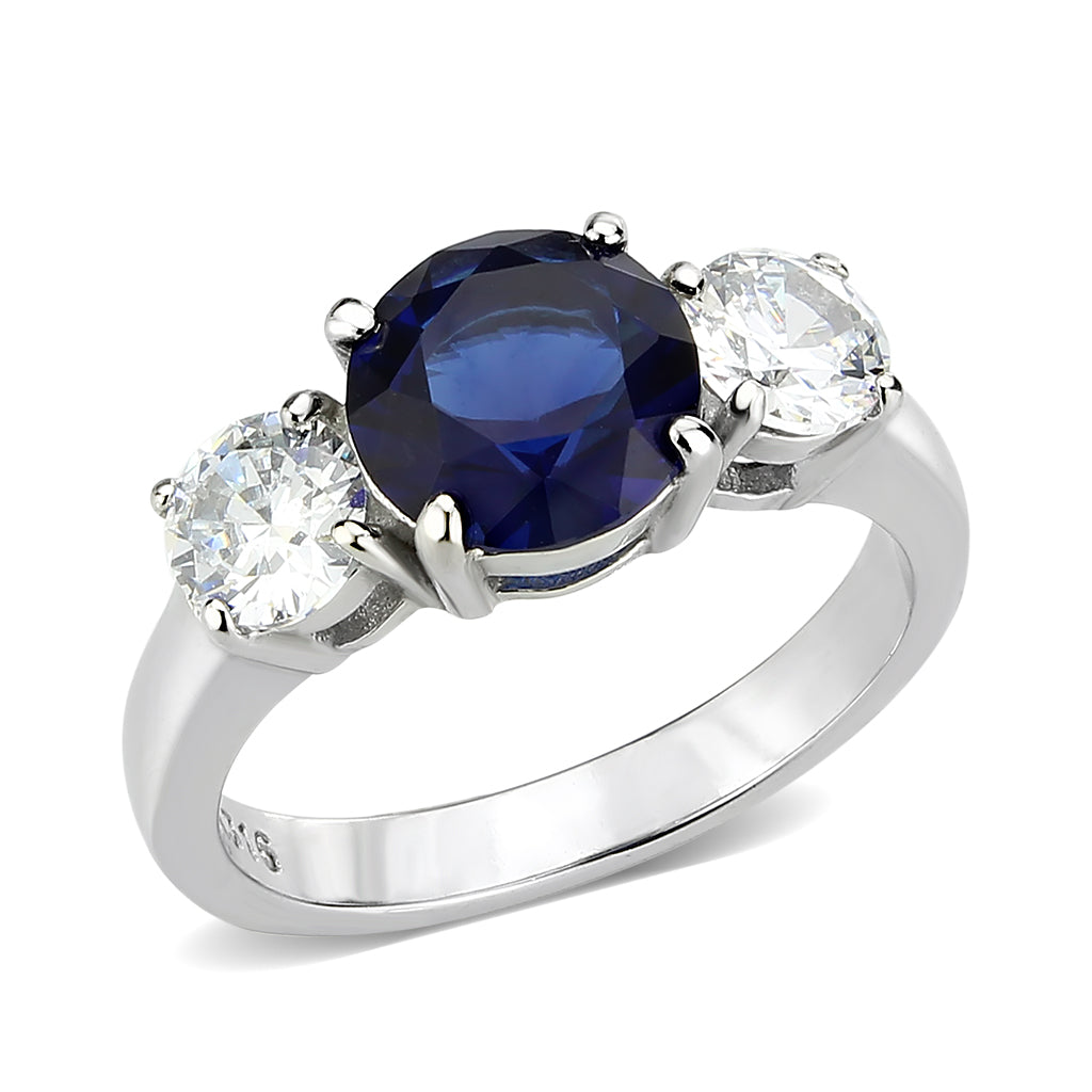 TK3808 - High polished (no plating) Stainless Steel Ring with Synthetic in Montana-0