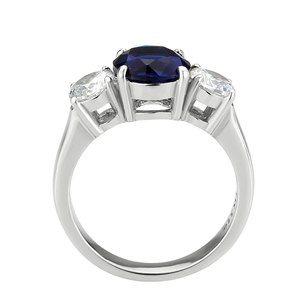 TK3808 - High polished (no plating) Stainless Steel Ring with Synthetic in Montana-2