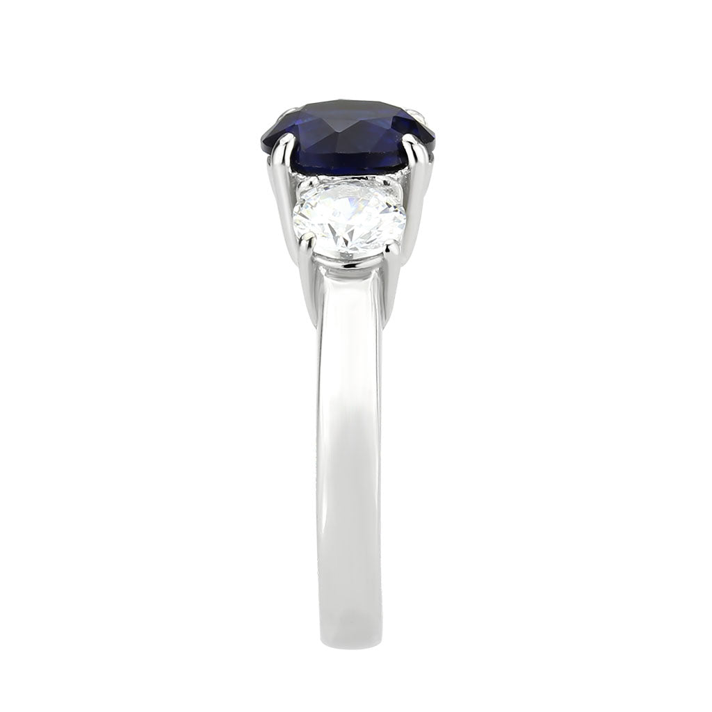 TK3808 - High polished (no plating) Stainless Steel Ring with Synthetic in Montana-3