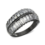 TK3819 - IP Black (Ion Plating) Stainless Steel Ring with AAA Grade CZ in Clear-0