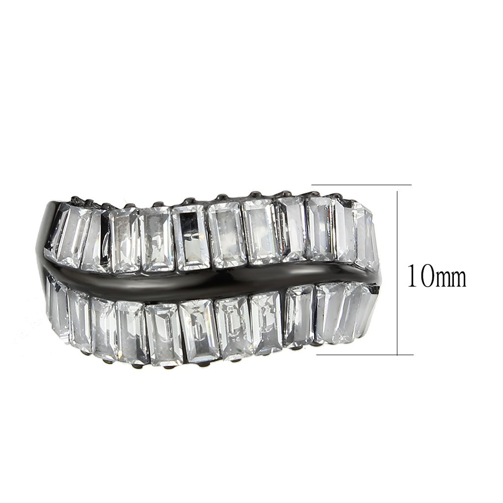 TK3819 - IP Black (Ion Plating) Stainless Steel Ring with AAA Grade CZ in Clear-1