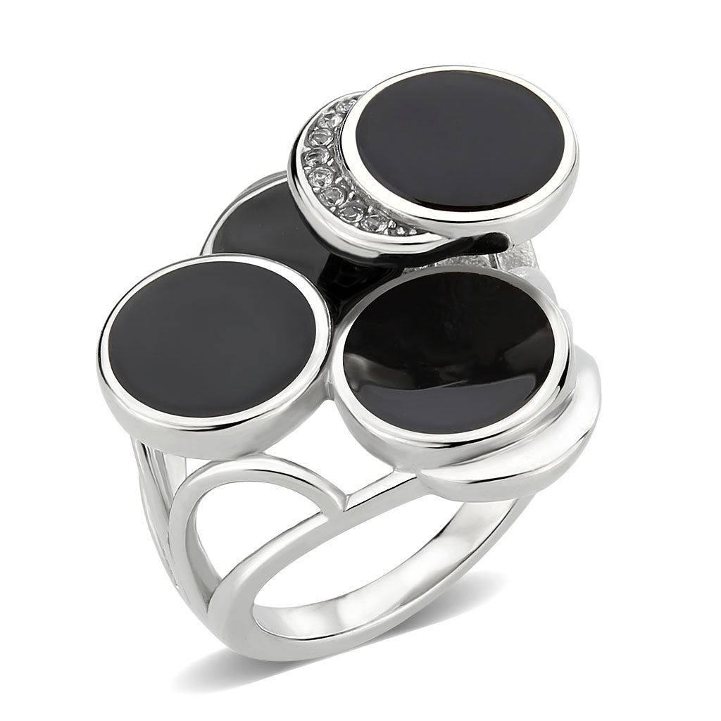 TK3821 - High polished (no plating) Stainless Steel Ring with AAA Grade CZ in Clear-0