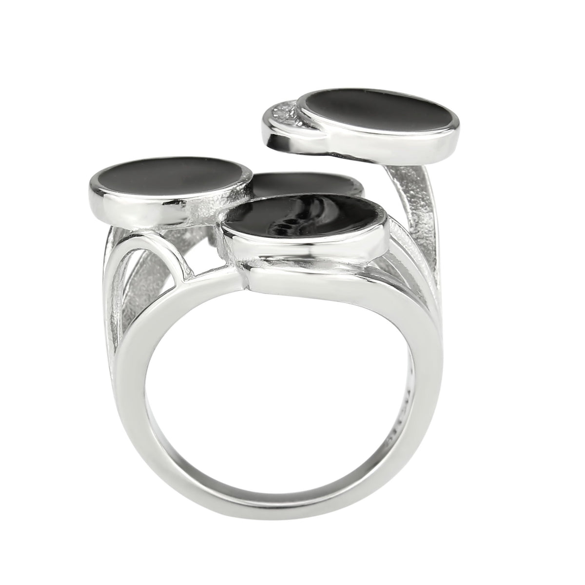 TK3821 - High polished (no plating) Stainless Steel Ring with AAA Grade CZ in Clear-2
