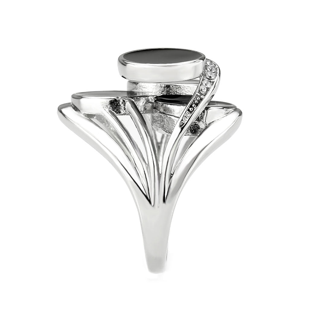 TK3821 - High polished (no plating) Stainless Steel Ring with AAA Grade CZ in Clear-4