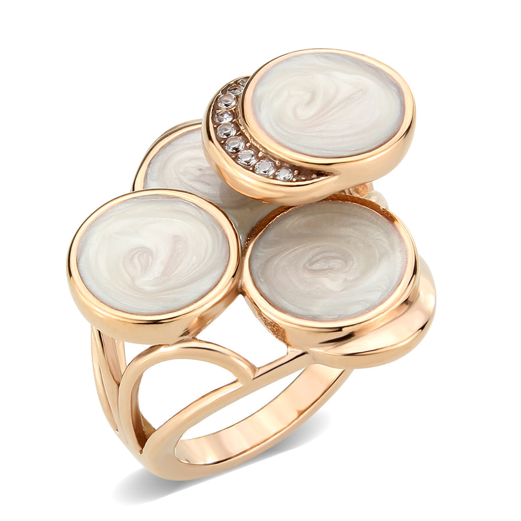 TK3822 - IP Rose Gold(Ion Plating) Stainless Steel Ring with AAA Grade CZ in Clear-0