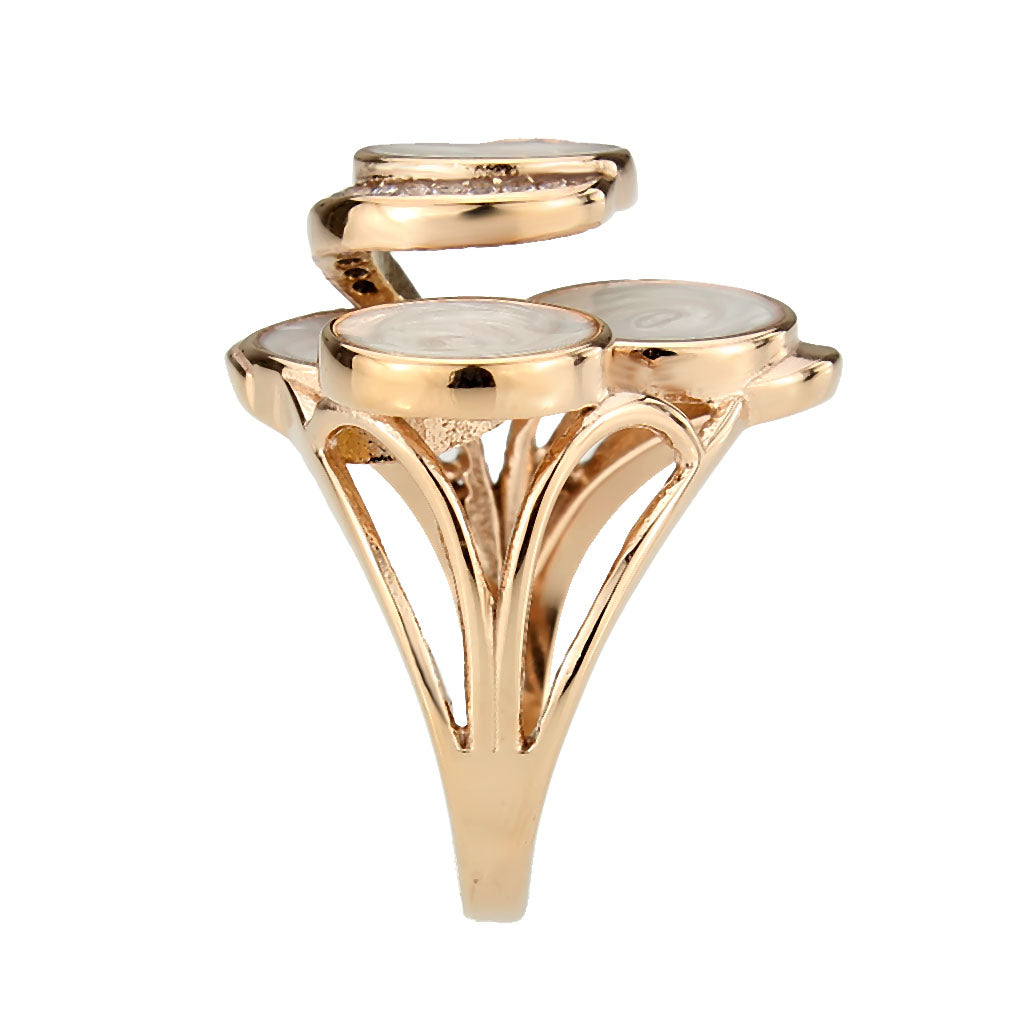 TK3822 - IP Rose Gold(Ion Plating) Stainless Steel Ring with AAA Grade CZ in Clear-4