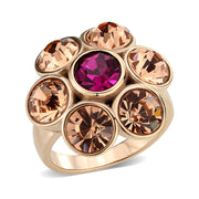 TK3824 - IP Rose Gold(Ion Plating) Stainless Steel Ring with Top Grade Crystal in MultiColor-0