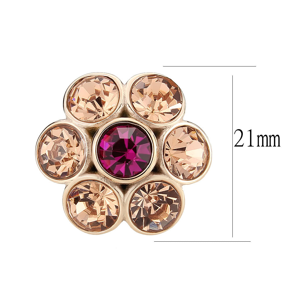 TK3824 - IP Rose Gold(Ion Plating) Stainless Steel Ring with Top Grade Crystal in MultiColor-1