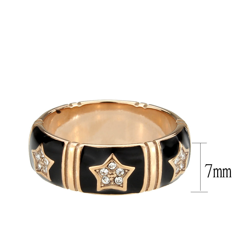 TK3826 - IP Rose Gold(Ion Plating) Stainless Steel Ring with Top Grade Crystal in Clear-2