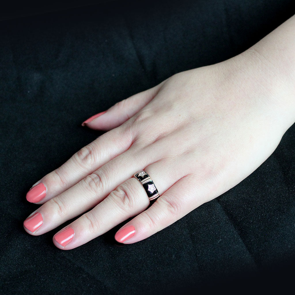 TK3826 - IP Rose Gold(Ion Plating) Stainless Steel Ring with Top Grade Crystal in Clear-4