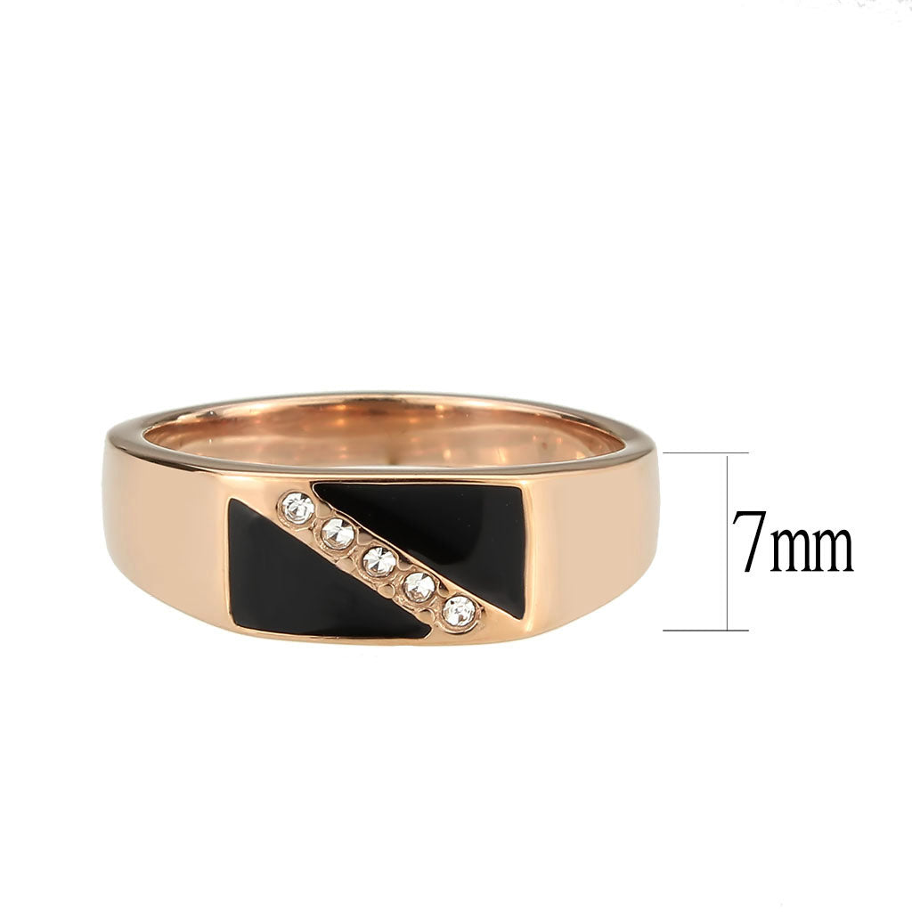 TK3831 - IP Rose Gold(Ion Plating) Stainless Steel Ring with Top Grade Crystal in Clear-1