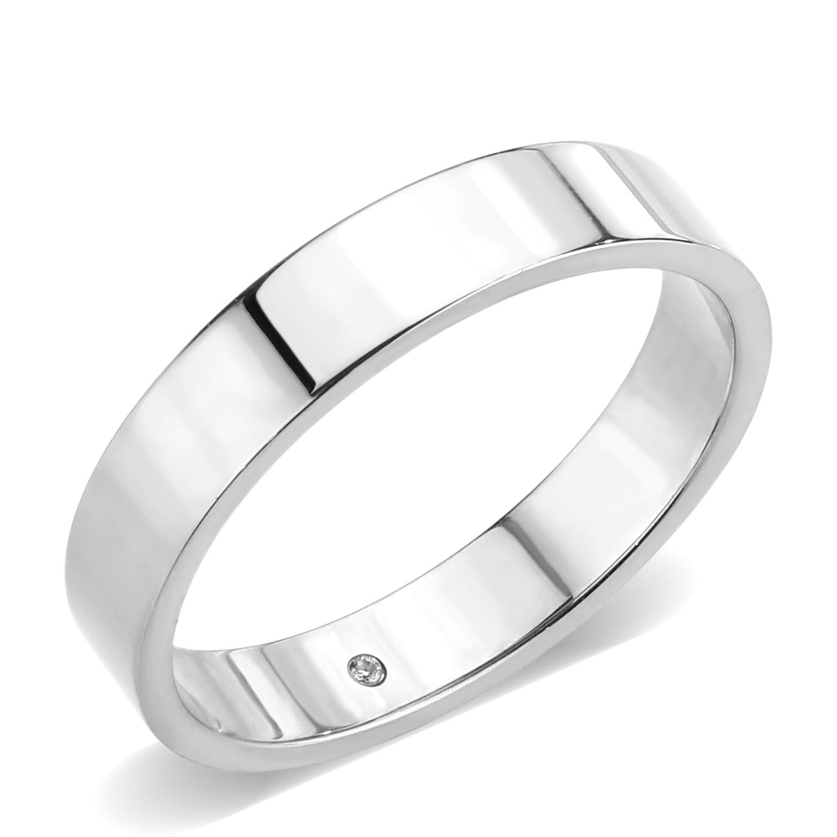 TK3832N- High Polished( No Plated) Stainless Steel Ring with Top Grade Crystal in Clear-0
