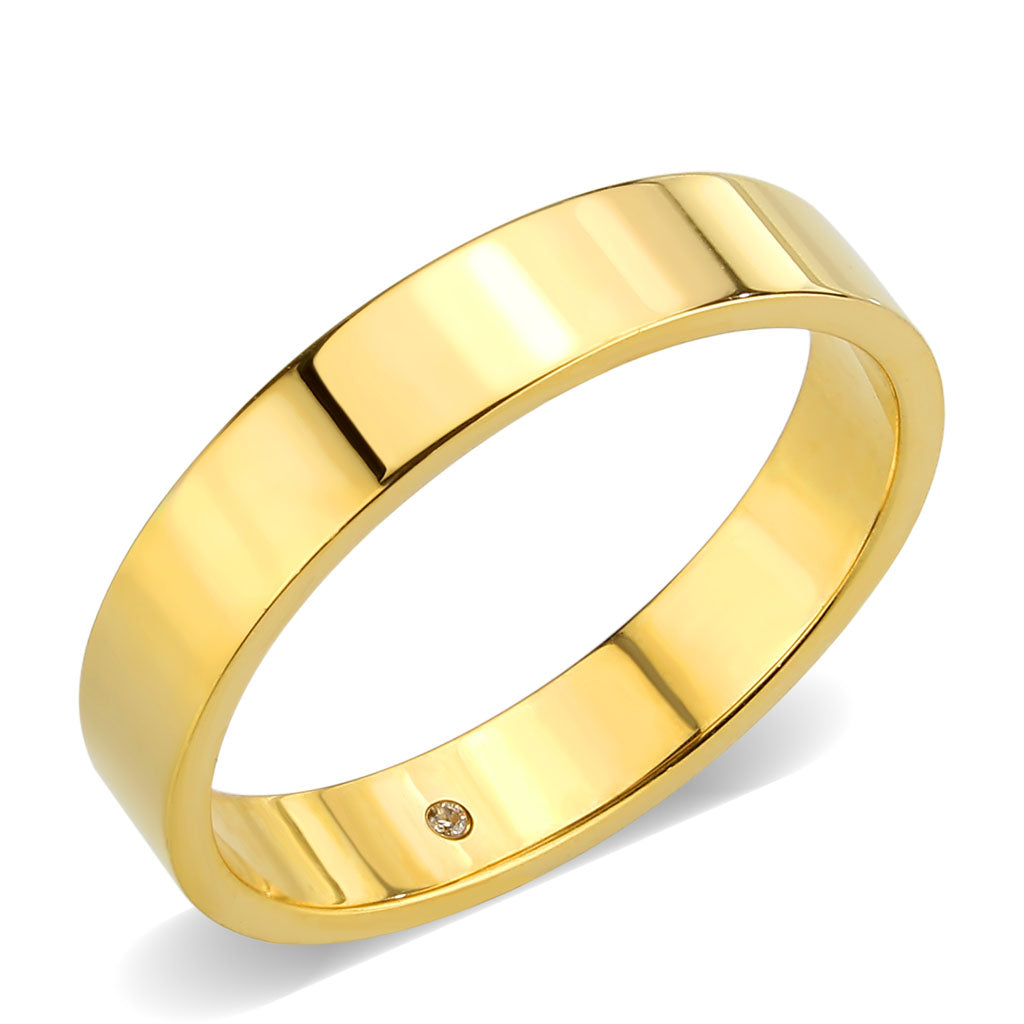 TK3832 - IP Gold Stainless Steel Ring with Top Grade Crystal in Clear-0
