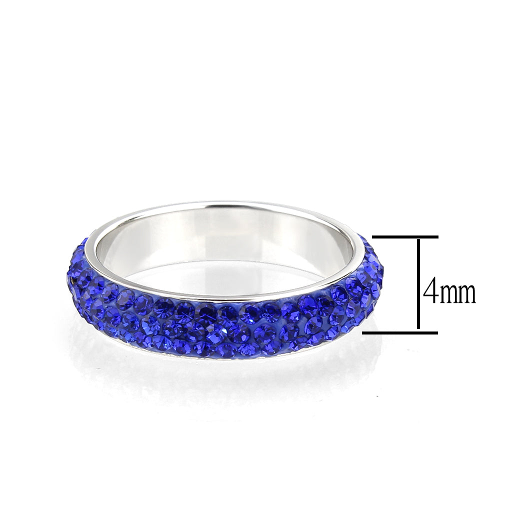 TK3838 - High polished (no plating) Stainless Steel Ring with Top Grade Crystal  in Sapphire(206)-1