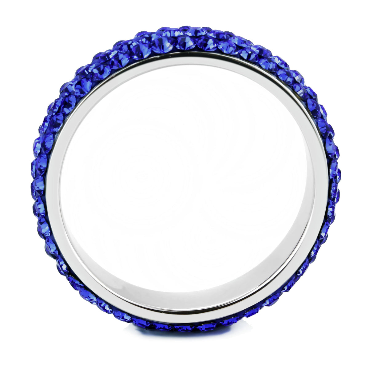 TK3838 - High polished (no plating) Stainless Steel Ring with Top Grade Crystal  in Sapphire(206)-2