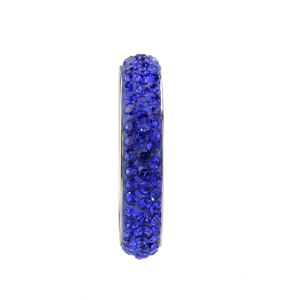 TK3838 - High polished (no plating) Stainless Steel Ring with Top Grade Crystal  in Sapphire(206)-3