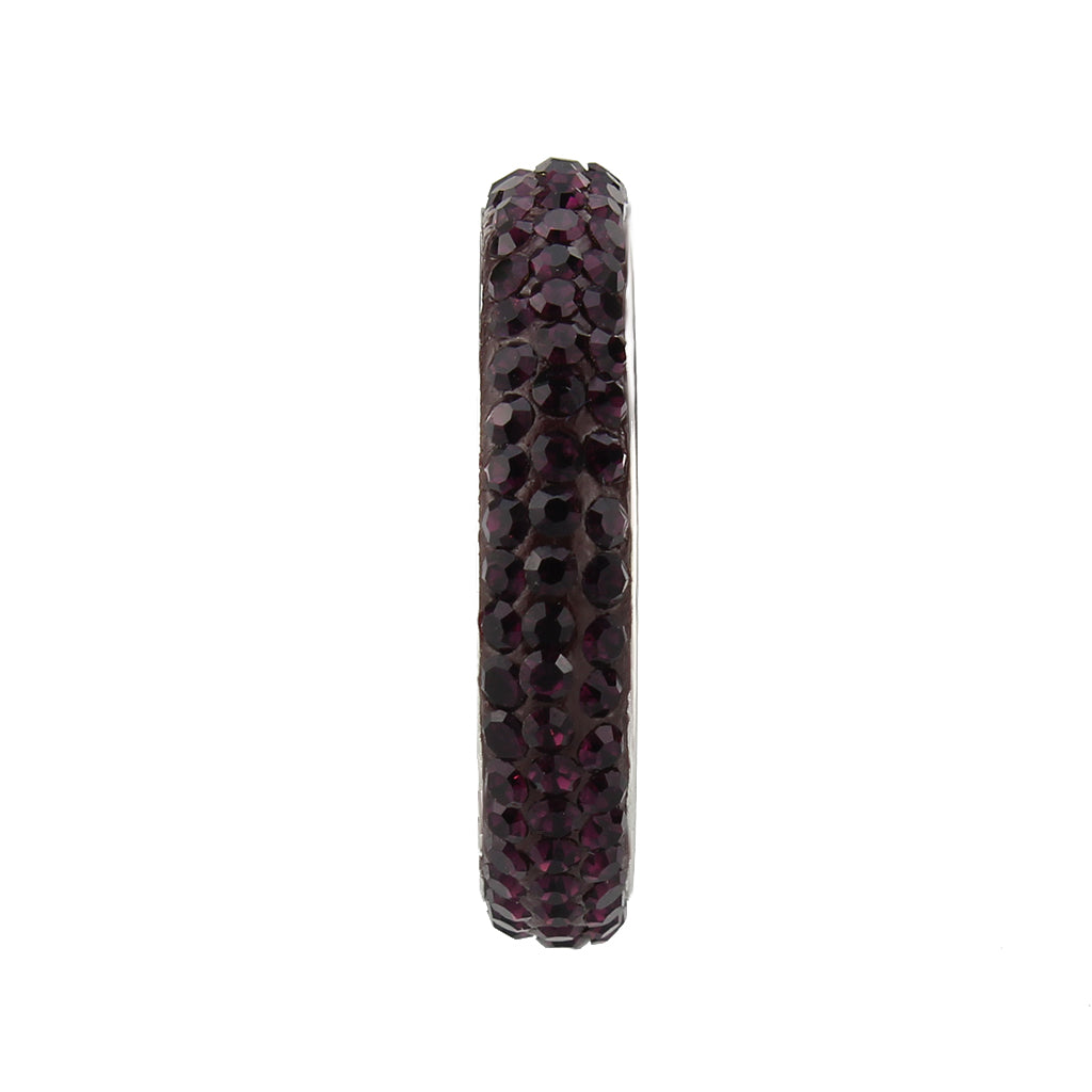 TK3837 - High polished (no plating) Stainless Steel Ring with Top Grade Crystal  in Amethyst(204)-3