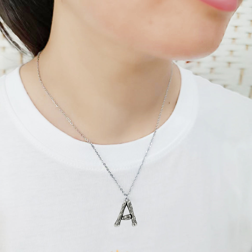 TK3853A High Polished Stainless Steel Chain Initial Pendant - Letter A-1