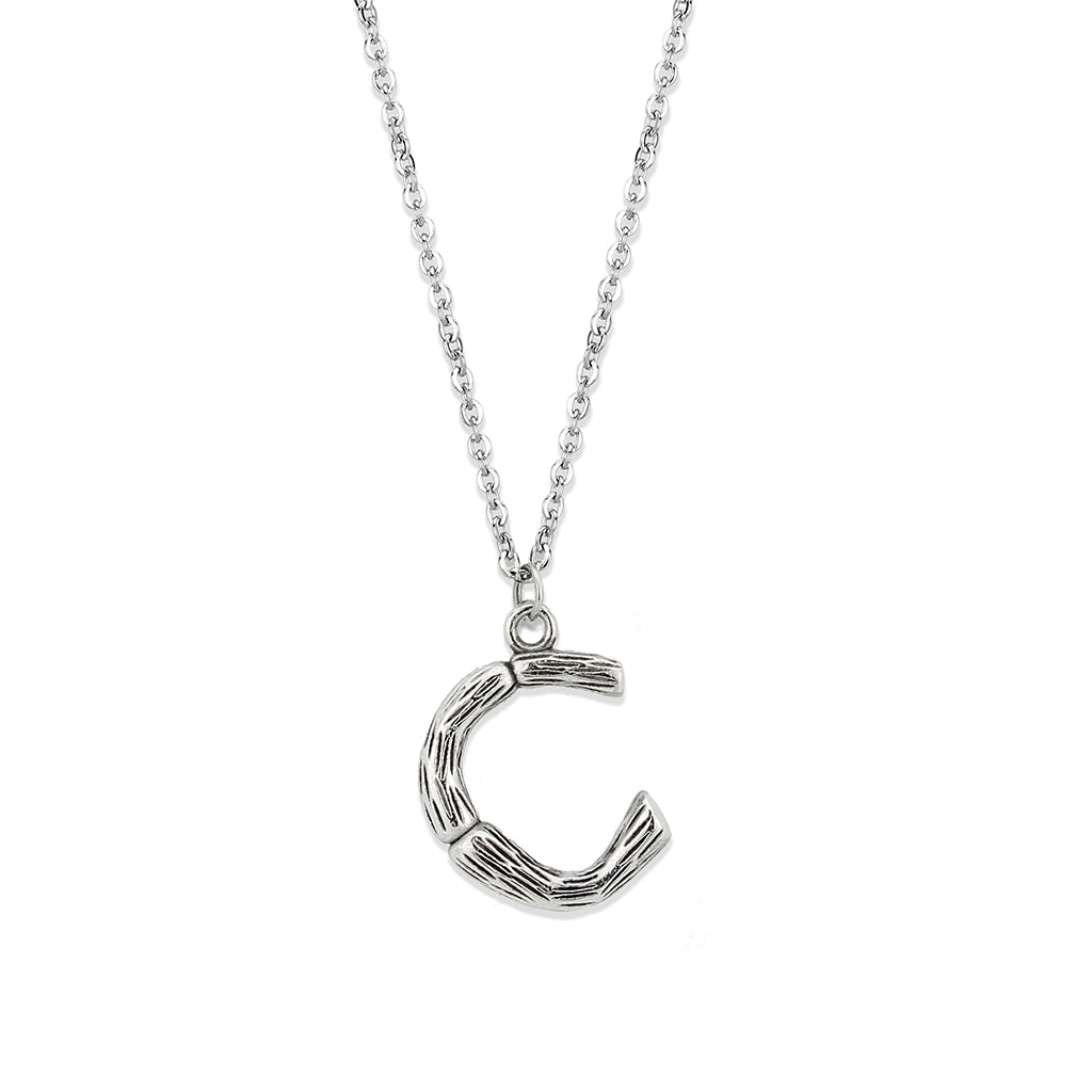 TK3853C High Polished Stainless Steel Chain Initial Pendant - Letter C-0