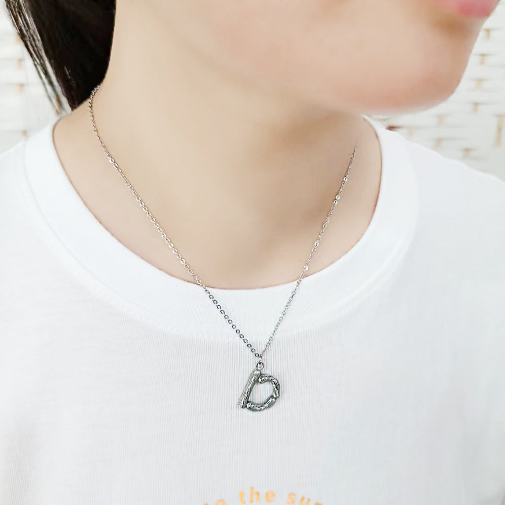 TK3853D High Polished Stainless Steel Chain Initial Pendant - Letter D-1