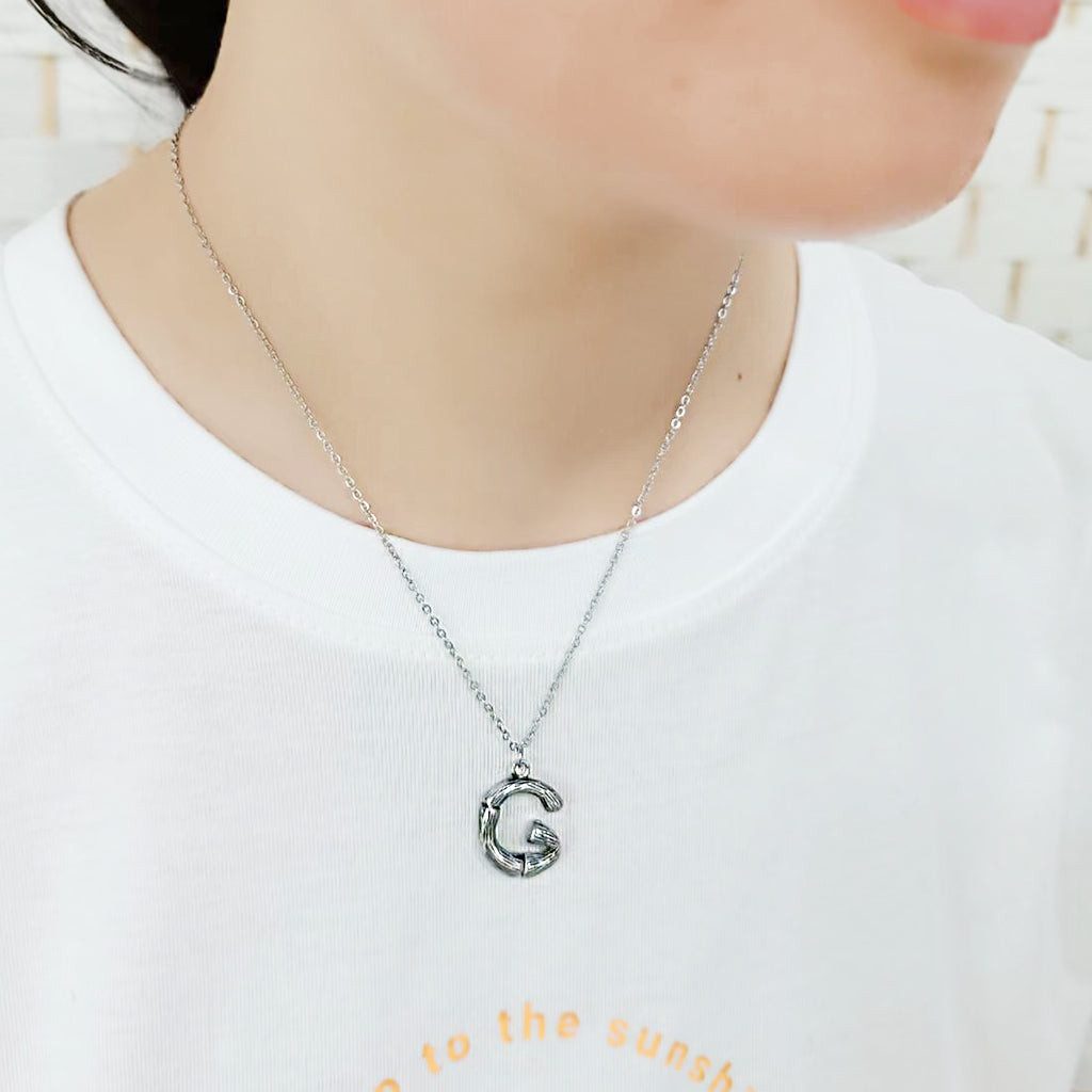 TK3853G High Polished Stainless Steel Chain Initial Pendant - Letter G-1