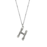 TK3853H High Polished Stainless Steel Chain Initial Pendant - Letter H-0