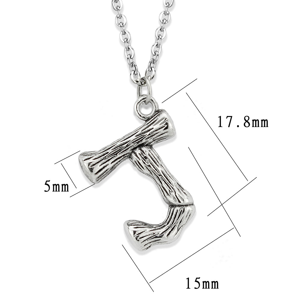 TK3853J High Polished Stainless Steel Chain Initial Pendant - Letter J-2