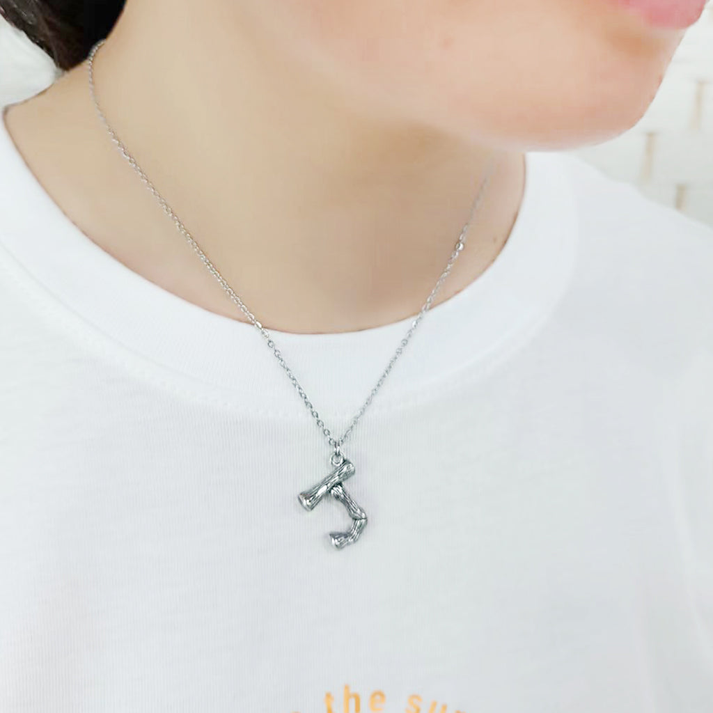 TK3853J High Polished Stainless Steel Chain Initial Pendant - Letter J-1