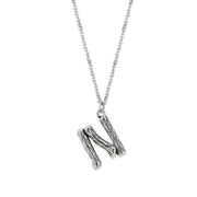 TK3853N High Polished Stainless Steel Chain Initial Pendant - Letter N-0